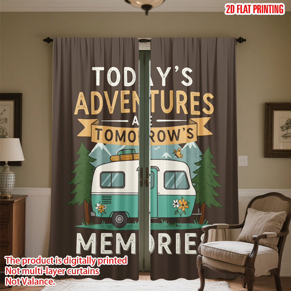 Outdoor Adventure Youtube - 2pcs 2D flat printing Curtain Camping