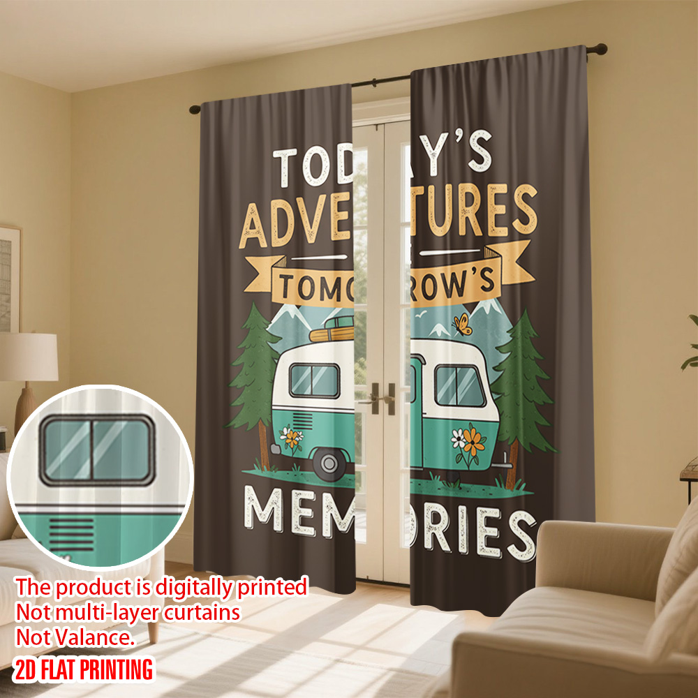 2pcs 2D flat printing Curtain  - Outdoor Adventure Youtube ulasan dan harga