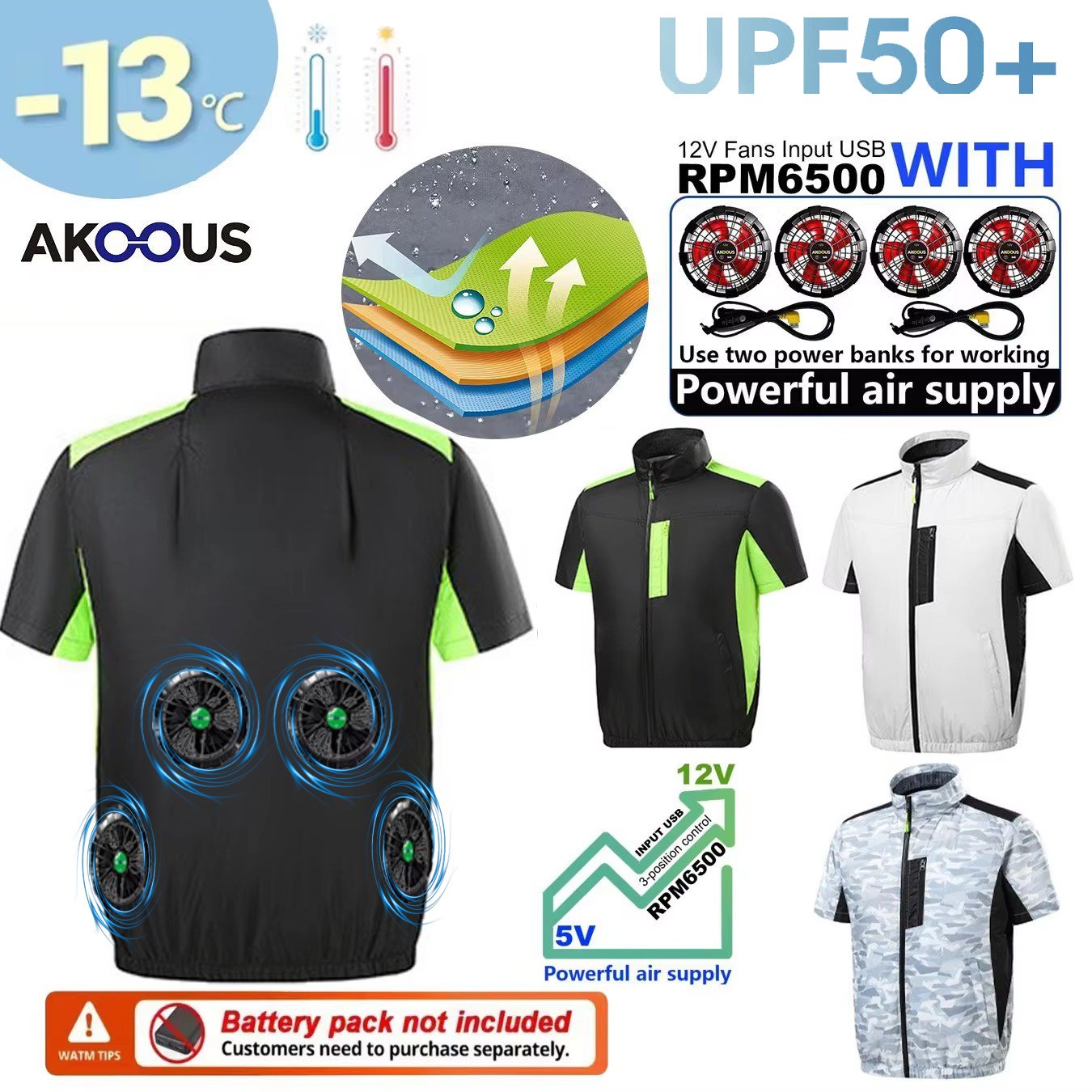 12V 5V USB Cooling 4 Fans Vest - Outdoor Adventure Clothing ulasan dan harga
