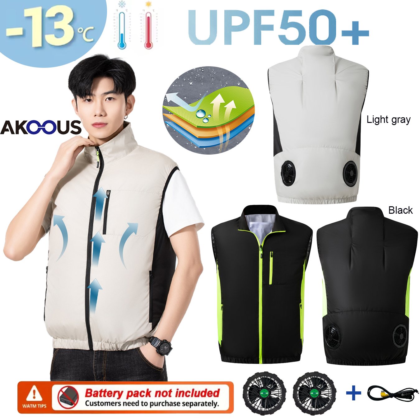 12V 5V USB Cooling 4 Fans Vest - Outdoor Adventure Clothing ulasan dan harga