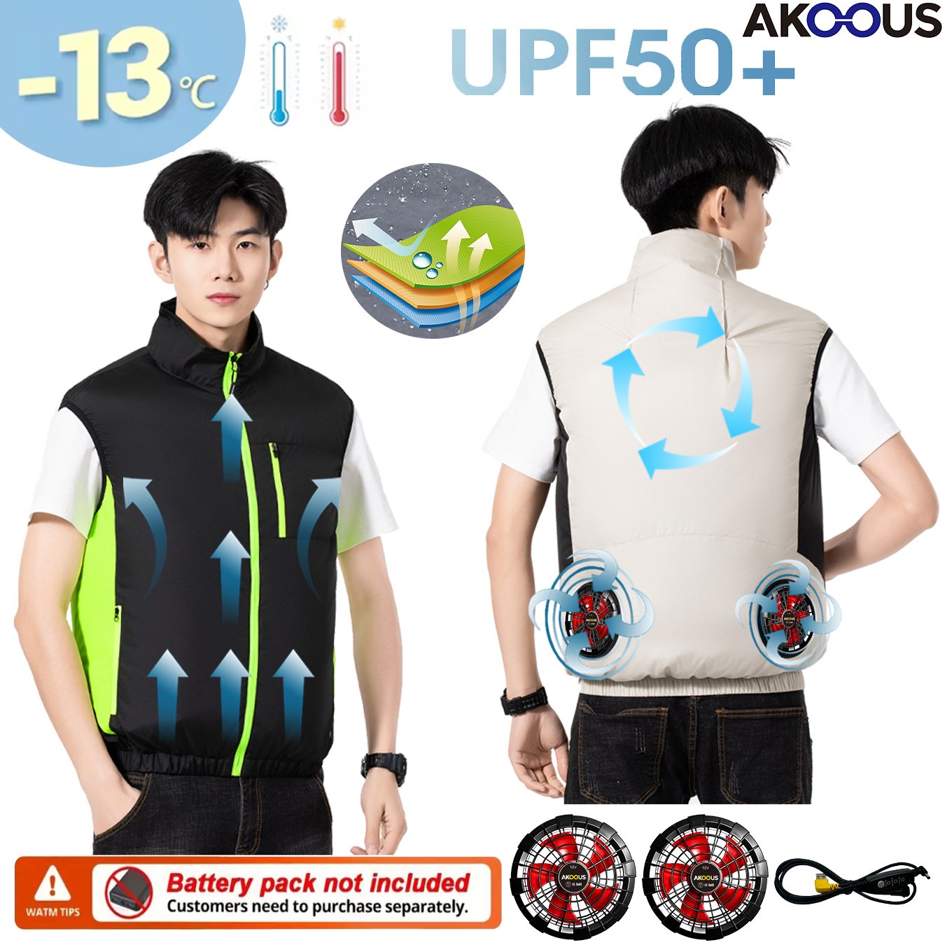 12V 5V USB Cooling 4 Fans Vest - Outdoor Adventure Clothing ulasan dan harga